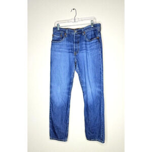 Levis Jeans Mens 30x27 501 Straight Leg Button Fly Blue Cotton Pockets Western